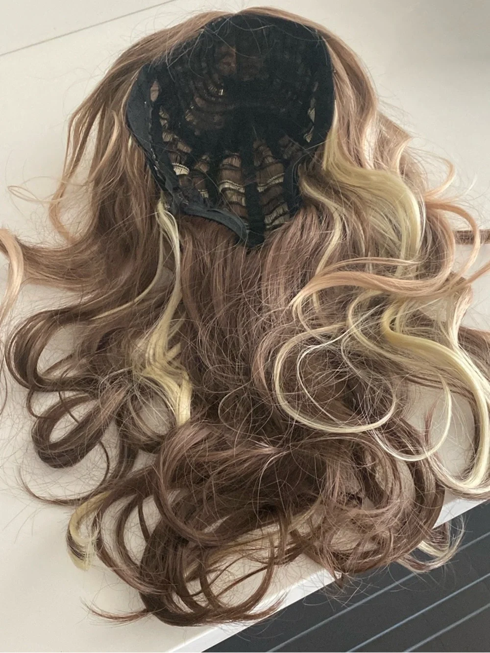 Long Wavy Women's Wig in Ash Brown with Blonde Highlights